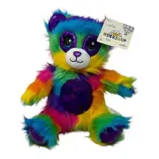 Rainbow Panda Bear BABW Shimmery Eyes Build A Bear 9" Plush Color Craze Fluffy