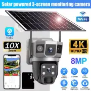 Dual Lens 4K WiFi/4G SIM Solar IP Camera Wireless Outdoor CCTV PTZ Security Cam