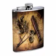 Pirate Treasure D4 Flask 8oz Stainless Steel Hip Drinking Whiskey