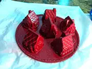 Nordic Ware Baking Pan Cozy Village Red 6 cups NEW