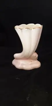 Pates Aussie Pottery cornucopia pastel pink vase 23cm tall