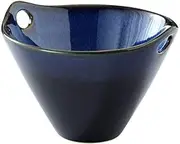 Soup Bowl Bowls with Handle Japanese-Style Double Ear Anti-scalding Noodles Creative Ceramics Instant Noodles Tableware-Blue