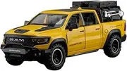 Scale Finished Model Car 1:32 for Dodge RAM 1000 TRX Mammoth Picku Alloy Car Model Pull Back Collectibles Iconic Model Car Miniature Replica Car(Yellow)