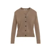 [Max Mara`S] Max Mara`S-Perfect Camel Brown Wool Apollo Patches Cardigan-Donna M IT
