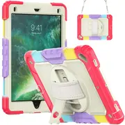 MCC Shockproof iPad 9.7" 2018 6th Gen Strap Rugged Colourful Tough Case Cover Apple iPad6 [Colourful+Red]