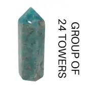 Group of 24 Natural Amazonite Crystal Tower 6 Facets 2 to 2-1/2″ High