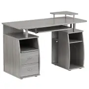 Techni Mobili Engineered Wood 2-Drawers Computer Desk with Keyboard Tray in Gray