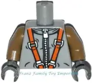 LEGO New Light Bluish Gray Minifigure Torso Spacesuit Zipper Orange Harness D332