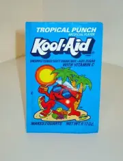 Vintage 1990's Kool Aid Tropical Punch Cartoon Soft Drink Mix Unopened Packet