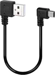 MXTECHNIC Mini USB Data Cable 10INCH 90 Degree USB Right Angle Nickel Plated Short USB 2.0 -A-Male-4Pin to Right Angle Mini-B-5Pin for syncing and charging smartphones,GPS,external hard drives (Black)