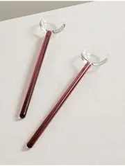 [Yali Glass] Yali Glass - Set Of Two Glass Salad Servers - Pink - One size One size Pink
