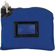 BankSupplies Locking Cash Bag | 10” W x 8” H | Heavy Duty Nylon Curved Zipper | Royal Blue | Metal Pop-Up Lock | 2 Keys Included | Black-Framed Cardholder | Canvas Bank Bags