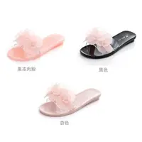 在飛比找蝦皮購物優惠-Mione | [預購] 韓版花朵果凍鞋 防水水晶拖鞋 涼鞋