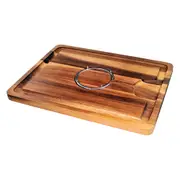 Davis & Waddell Acacia Wood Spiked Carving Board 40x30cm Natural/Stainless Steel