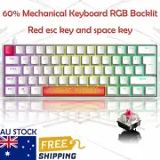 Mini 60% Mechanical Gaming Keyboard Wired USB RGB LED Backlight Brown switches