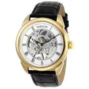 Invicta 42mm Specialty Antique Mechanical Skeletonized White Dial Gold Tn Watch