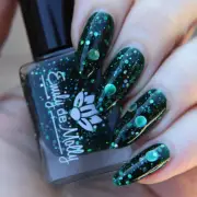 Emily de Molly Forces of Nature Deep Green Jelly Silver Glitter Holo Nail Polish