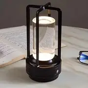 Modern LED Table Lamp USB Rechargeable Lamp Dimmable Bar ​Cordless Night Light (Black)