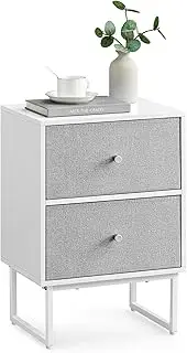 [VASAGLE] Nightstands, Bedside Table Small Dresser with Removable Fabric Drawers, End Table Side Table, Bedroom Furniture, Night Stand for Bedroom, Office, Cloud White and Dove Gray LGS029W14