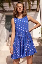 NEW Tags - Size 12 Mister Zimi Zoe Mini Dress In Luna Rosa - Cobalt Blue Pattern