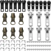 24 Pieces Black Bronze and Silver Zipper Sliders Zipper Pull Replacement with Zi