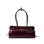 [Prada] Prada Medium Bonnie Leather Handle Tote Bag ONE SIZE RED
