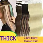 Tape In Human Hair Extensions Skin Weft Real Thick Full Head Balayage Straight