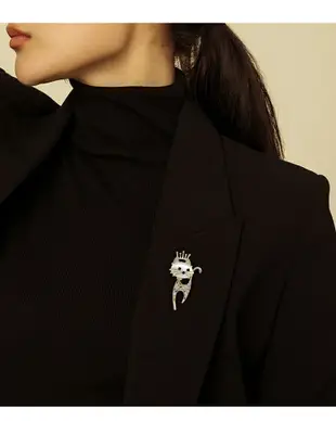 CAROMAY皇冠貓咪胸針女毛衣別針大衣西裝領針可愛創意扣針裝飾品