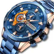 Chronograph Men Watches for Sport Casual Stainless Steel Luminous Wristwatches for Male Creative Design Quartz Clock