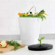 Counter Top Compost Bin Bucket Black White 3.3 Liter Kitchen Clean Up Waste Gift