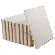 24x Eva Foam Mat Jigsaw Gym Floor Tiles Kids Soft Play Classic Interlocking White Grain