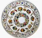 Nature Art Inlay Work Dining Table Top White Marble Conference Table for Office