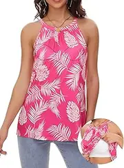[Joyshaper] Women's Built in Bra Flowy Loose Fit Casual Halter Cami Tank Top