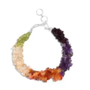 Multi Gemstone Chips Twisted Bracelet in Platinum Over Sterling Silver (7.25 In)