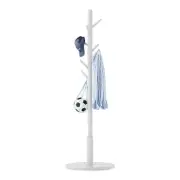 Standing Coat Rack White Coat Stand with 8 Hooks and 3 Height Options, Wood K...