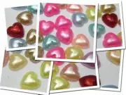 Mixed Color Acrylic Half Pearl FlatBack Heart Bead 6mm 8mm 10mm Scrapbook Craft