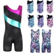 Girls Ballet Leotards Gymnastics Kids Leopard Unitard Dance Jumpsuit Dancewear