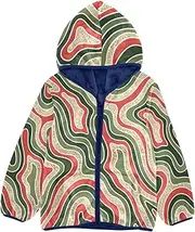 [GuoChe] Toddler Fleece Jacket With Hood Merry Christmas Red Green Lines Light Jacket Toddler Girl Navy Blue Trendy Baby