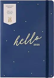 Busy B Everyday A5 Weekly Planner Diary 2025 - Compact Diary for Students, Teachers, Work & More with a Week-to-View Layout, Useful Planners, Notes Pages & Elastic Closure Band - Navy Planner Jan-Dec