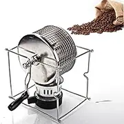 Hand Operated Household Bean Baking Machine, Mini Manual Coffee Bean Baking Machine DIY Stainless Steel Roller with Handle Kitchen Accessories