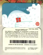 TARGET Sleeping Polar Bear ( 2006 ) Lenticular Gift Card ( $0 ) V2 - RARE