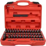 Brilluxa Puller Set, Bushing Removal Installer Bearing Tool 56Pcs, Wheel Bearing Install Kit Long Handle Shaft, Interchangeable Disc Tool Set