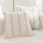 Set of 2 Decorative Linen Farmhouse Throw Pillow 18" x 18" (Pack of 2) Grey
