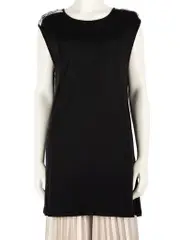 Black Crystal Embellished Long Top