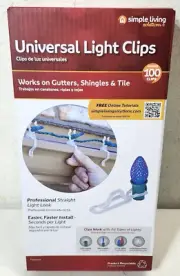 Christmas 100pc Universal Light Clips for Gutters Shingles Tile NEW