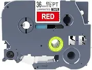 IDIK 1PK White on Red Standard Laminated Label Tape for Organizing Home, Compatible for Brother P-Touch TZe-465 TZ465 TZe465 (36mm x 8m)