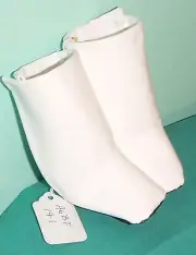 Stiff White Vinyl Knee High Soft Sole Boots for American Girl Doll AGBT141c