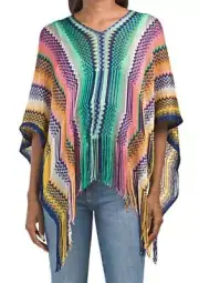 Missoni ~ Fringe Colorfol Zig Zag - Swimsuit Cover up Metallic Poncho *NEW TAGS!