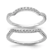 14k White Gold Real Diamond Set of 2 Contoured Wedding Bands
