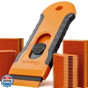 100Pcs Plastic Razor Blade Scraper with Retractable Blade: Without Damaging S